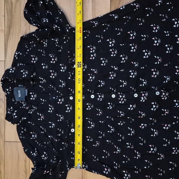 Anthropologie Maeve Women's Size 4 Black and Cat Pattern Shirt - Picture 7 of 8